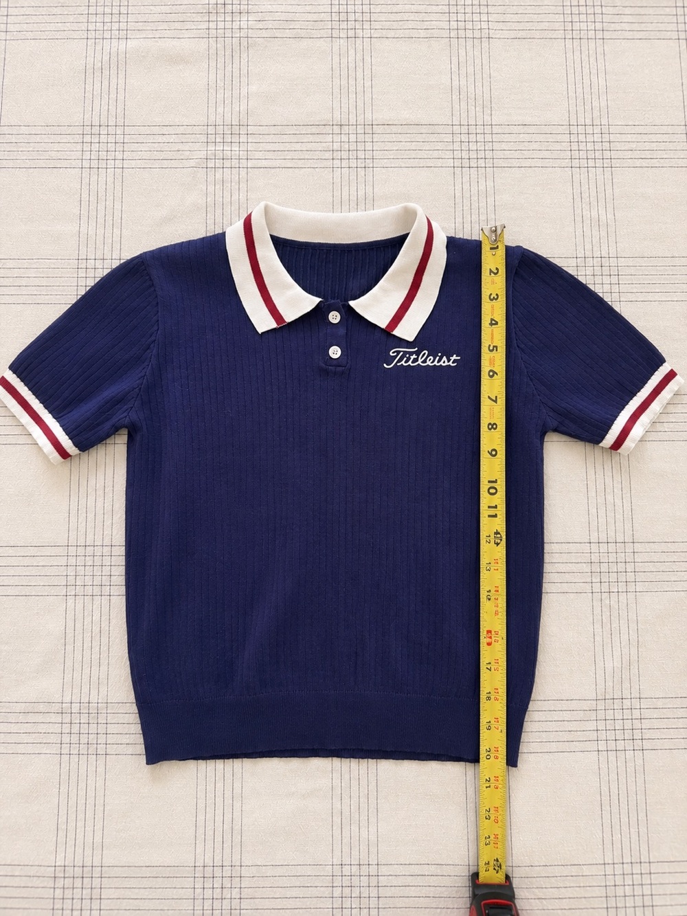 Vintage Titleist Ribbed Knit Polo Top Retro Golfcore Country Club Preppy
